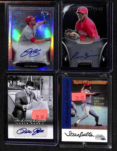 Lot Of 25 Phillies Certified Autograph Cards w. Carlton & Howard