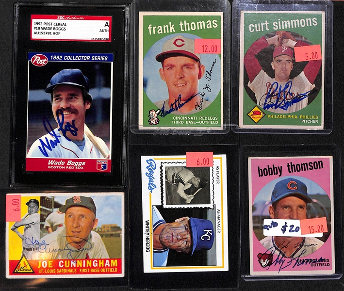 Lot Of 80 Signed Baseball Cards w. Wade Boggs & Dennis Eckersley