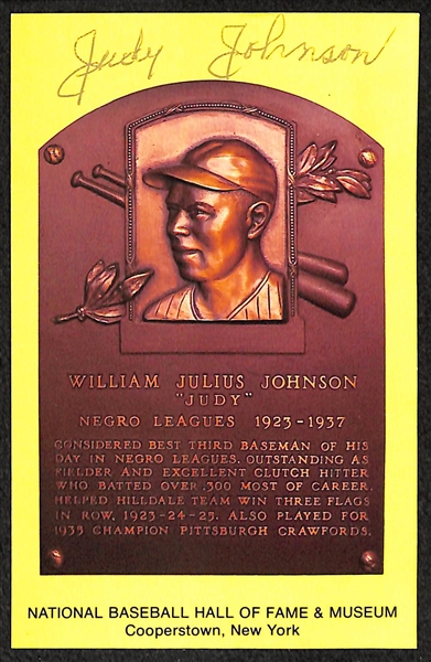 Lot Of 4 Signed HOF Plaque Cards w. Judy Johnson, George Kell, Bobby Doerr, Lou Boudreau 