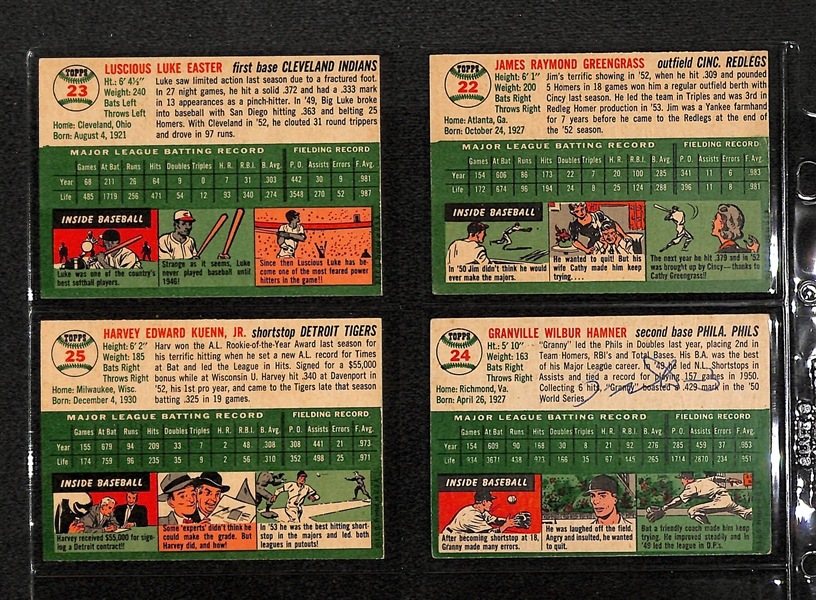 Lot Of 20 1954 Topps Baseball Cards w. Jackie Robinson