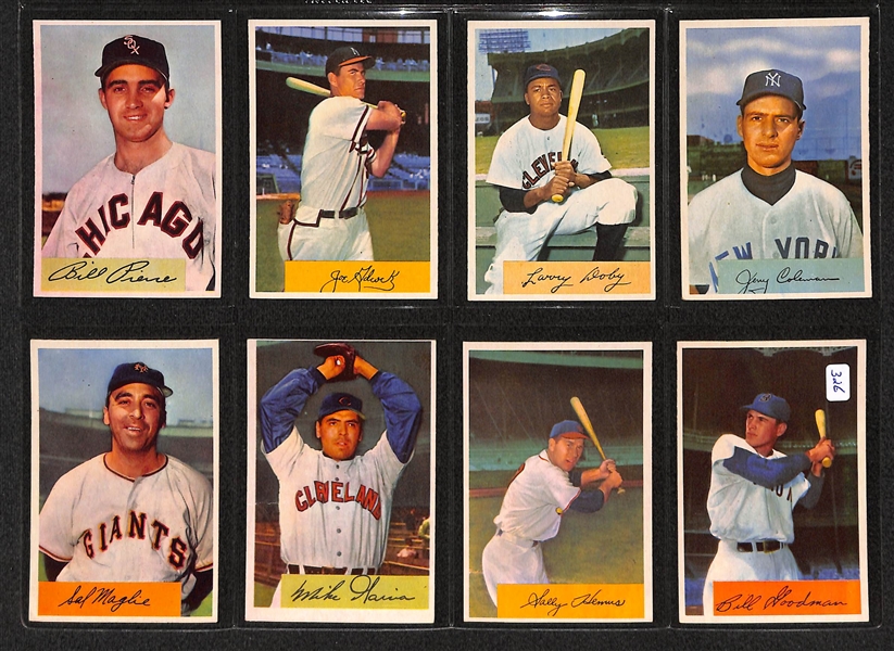 Lot Of 24 1954 Bowman Baseball Cards w/ Larry Doby