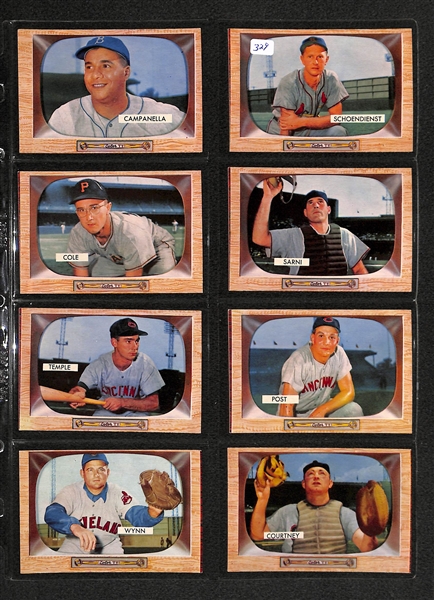 Lot Of 22 1955 Bowman Baseball Cards w/ Roy Campanella & Red Schoendienst