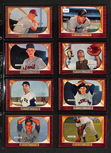 Lot Of 32 1955 Bowman Baseball Cards w. Richie Ashburn, Vic Janowicz, Johnny Podres, Jim Gilliam