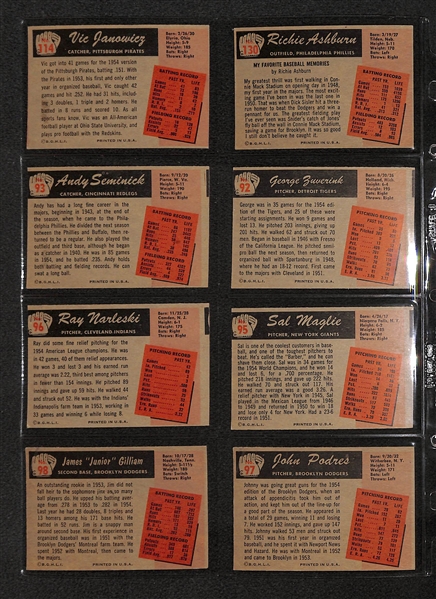 Lot Of 32 1955 Bowman Baseball Cards w. Richie Ashburn, Vic Janowicz, Johnny Podres, Jim Gilliam