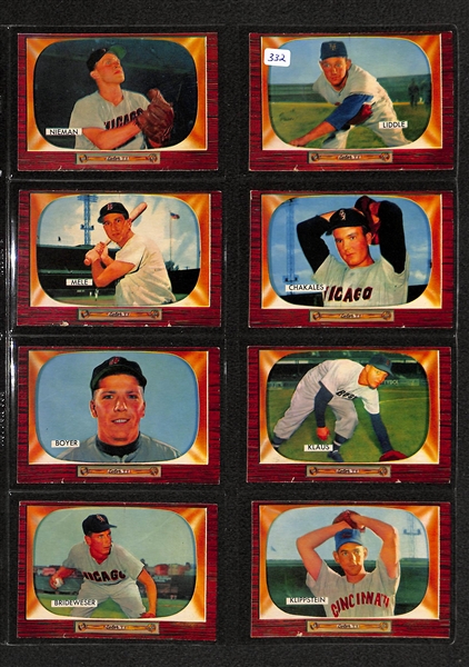 Lot Of 32 1955 Bowman Baseball Cards w. Bob Lemon, Don Newcombe, Sid Gordon, Wes Westrum