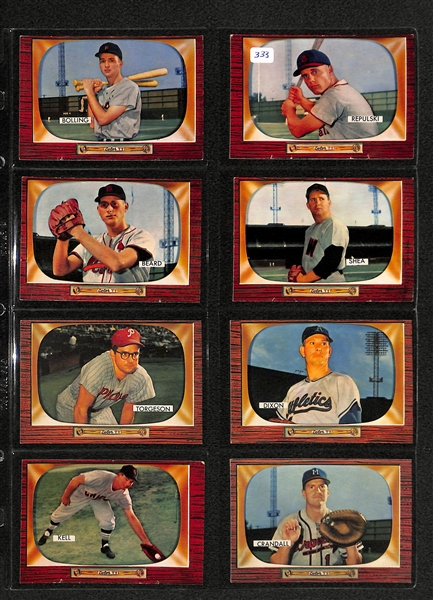 Lot Of 24 1955 Bowman Baseball Cards w. Ralph Kiner, Allie Reynolds, Joe Nuxal, George Kell