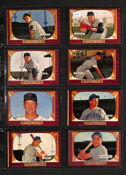 Lot Of 24 1955 Bowman Baseball Cards w. Ralph Kiner, Allie Reynolds, Joe Nuxal, George Kell
