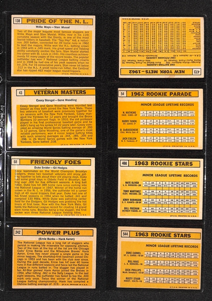 Lot Of 16 1963 Topps Baseball Cards w. Roberto Clemente, Sandy Koufax, Ron Santo, Rusty Staub RC