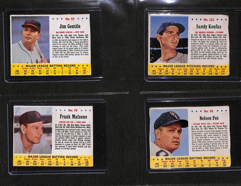Lot Of 55 1961-63 Post Cereal Baseball Cards w. Richie Ashburn, Whitey Herzog, Yogi Berra, Roger Maris, Ernie Banks, Bob Gibson
