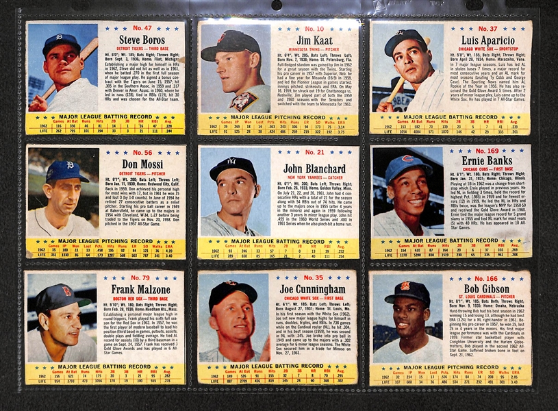 Lot Of 55 1961-63 Post Cereal Baseball Cards w. Richie Ashburn, Whitey Herzog, Yogi Berra, Roger Maris, Ernie Banks, Bob Gibson