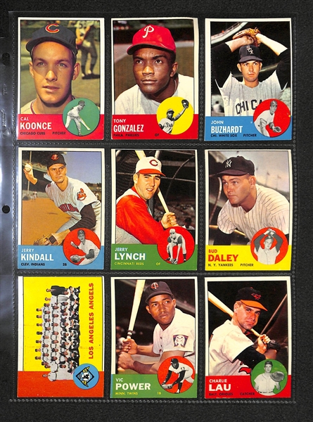 Lot Of 150+ Assorted 1963 Topps Baseball Cards w. Hank Aaron, Roger Maris, Ernie Banks, Minnie Minoso, Juan Marichal