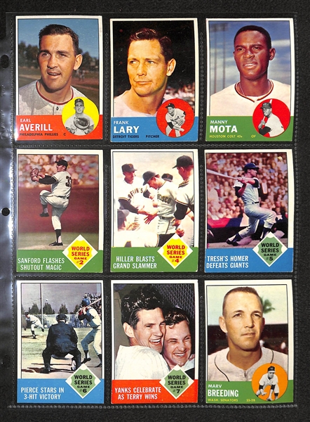 Lot Of 150+ Assorted 1963 Topps Baseball Cards w. Hank Aaron, Roger Maris, Ernie Banks, Minnie Minoso, Juan Marichal