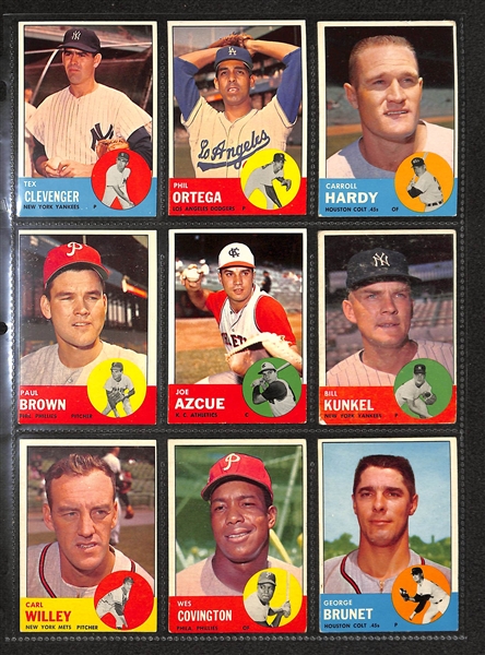 Lot Of 150+ Assorted 1963 Topps Baseball Cards w. Hank Aaron, Roger Maris, Ernie Banks, Minnie Minoso, Juan Marichal