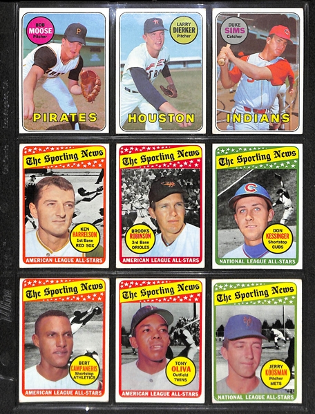 Lot Of 330 1968-69 Topps Baseball Cards w. 1968 Hank Aaron All Star & 1969 Willie Mays