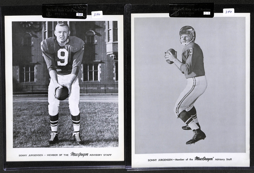 Lot Of 2 1968 MacGregor Advisory Staff Photos 8 x 10 of Sonny Jurgensen