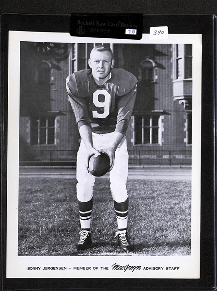 Lot Of 2 1968 MacGregor Advisory Staff Photos 8 x 10 of Sonny Jurgensen