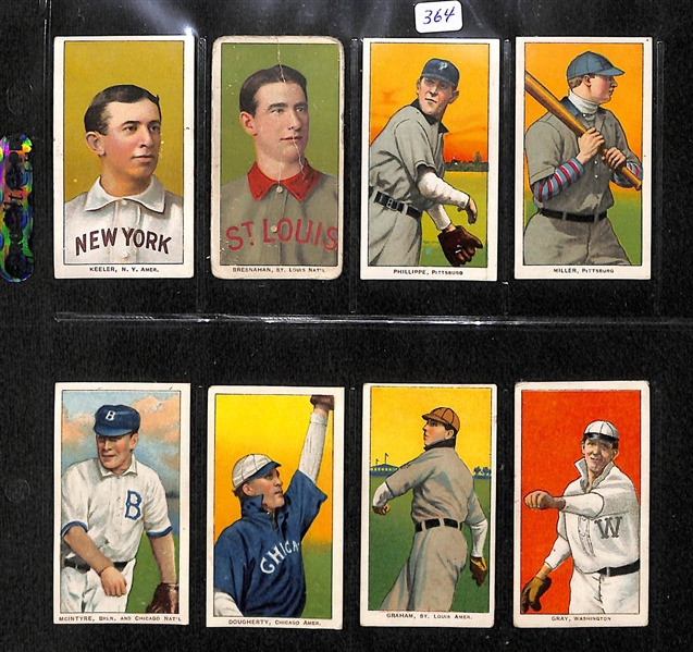 Lot of 8 T206 El Principe de Gales Backs w. HOFer Wee Willie Keeler, Roger Bresnahan