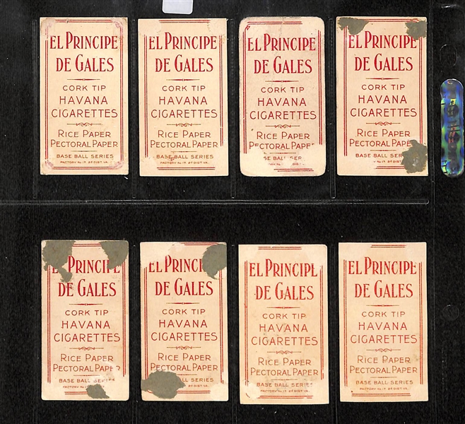 Lot of 8 T206 El Principe de Gales Backs w. HOFer Wee Willie Keeler, Roger Bresnahan