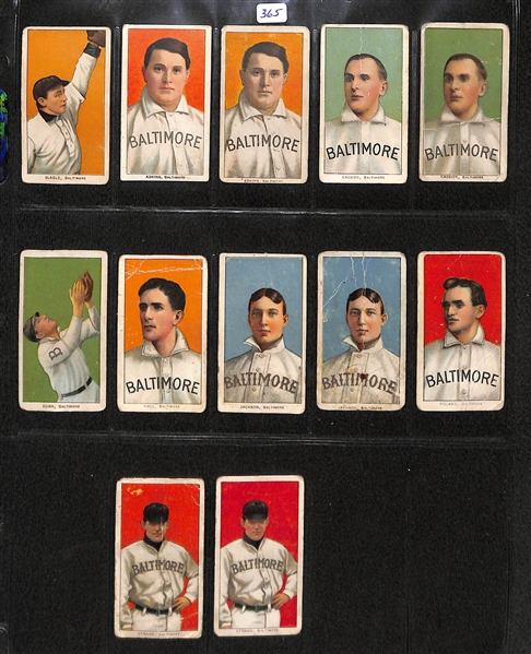 Lot of 12 T206 Baltimore Minor League Cards w. Rabbit Slagle, Adkins, Cassidy