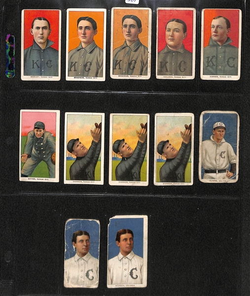 Lot of 12 T206 Kansas City & Columbus Minor League Cards w. HOFer Jake Beckley