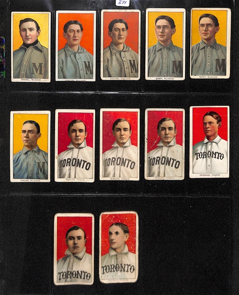 Lot of 12 T206 Milwaukee & Toronto Minor League Cards w. Newt Randall, McGlynn, Barry, McGann, Mitchell, McGinley 
