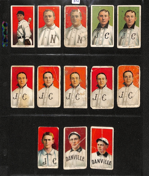 Lot of 13 T206 Newark, Jersey City, & Danville Minor League Cards w. HOFer Ironman McGinnity