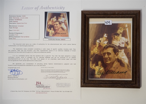 Ted Williams Signed 5x6 1/2 Color Print - JSA LOA