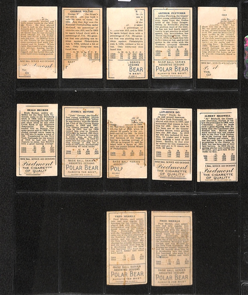 Lot Of 12 1911 T205 New York Giants Cards w. Arlie Latham