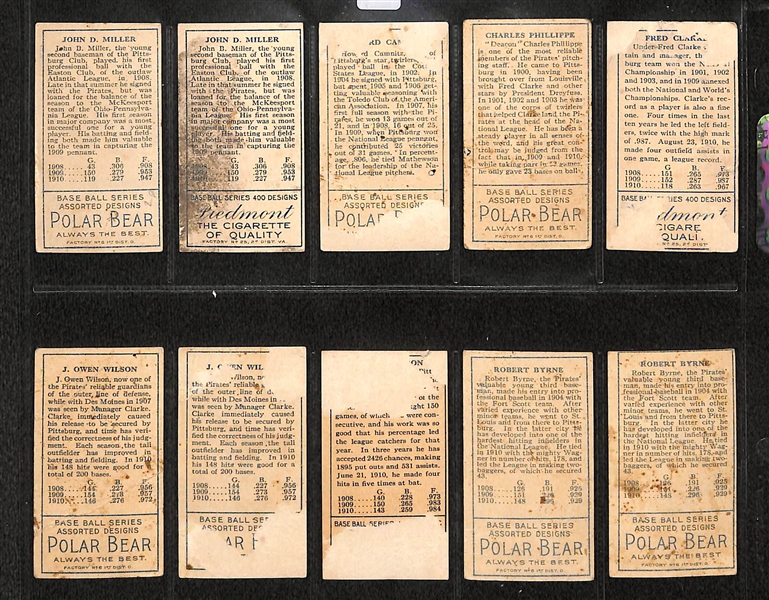 Lot Of 10 1911 T205 Pirates Cards w. Fred Clarke, Phillippe, Camnitz, Miller, Byrne, Gibson, Wilson