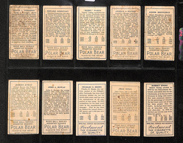 Lot Of 10 1911 T205 Various Teams Cards w. Roger Bresnahan, Hauser, Oakes, Konetchy