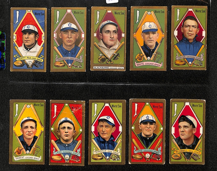 Lot Of 10 1911 T250 Chicago White Sox Cards w. Hugh Duffy, Tannehill, Blackburne, White, Payne, Lang, Donohue, Lord, McConnell