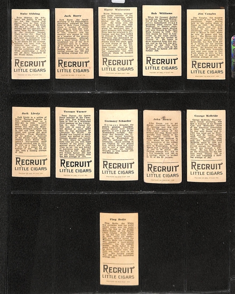 Lot Of 11 1912 T207 Various Teams Cards w. Jim Vaughn, Williams, Wolverton, Barry, Oldring, McBride, Henry, Schaefer, Turner, Lively, Bodie