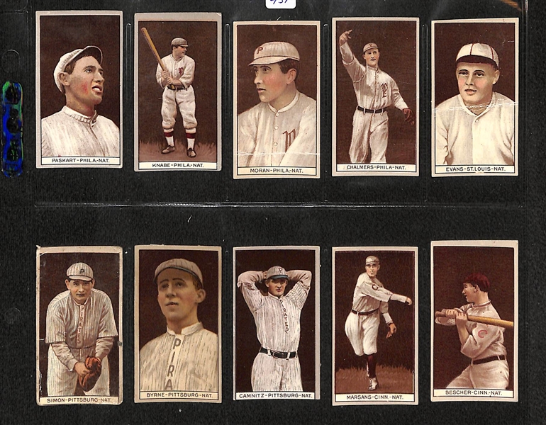 Lot Of 10 1912 T207 Various Teams Cards w. George Paskert, Knabe, Moran, Chakmers, Evans, Simon, Byrne, Camnitz, Marsans, Beschert