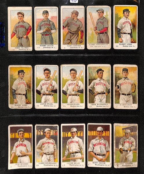Lot Of 16 1910 E91 American Caramel Cards w. Fred Clarke, Leach, Leever, Steinfeldt, Lord, Stahl, McConnell, Donahue, Hughes, Delehanty, Milan,  Groom, Browne, Bailey