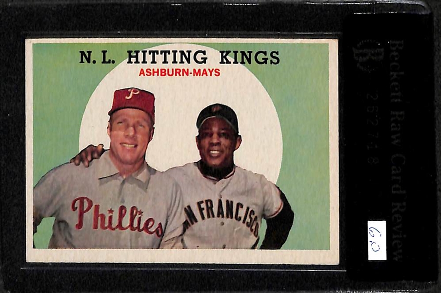 Lot of 3 Star Topps Cards - 1960 Mantle/Boyer BVG 4, 1959 Ashburn/Mays BVG 6, & 1959 Mantle Baseball Thrills