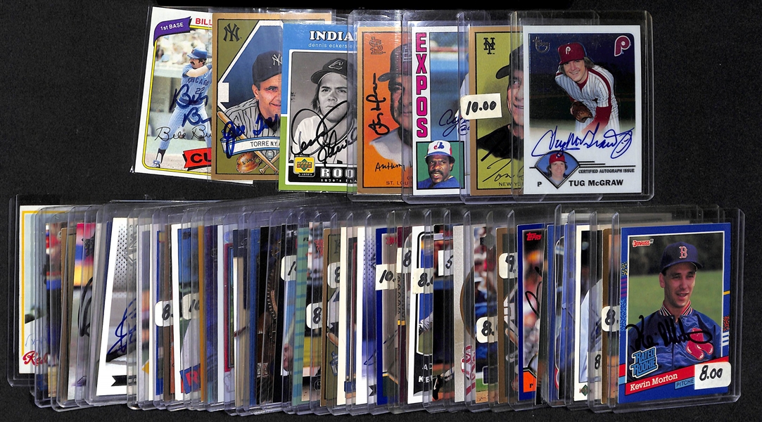 Lot Of 45 Baseball Autograph Cards w. Tug McGraw & Joe Torre