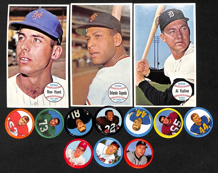 1964 Baseball & Football Salada Pins w/ Jim Brown & Topps Giant Cards
