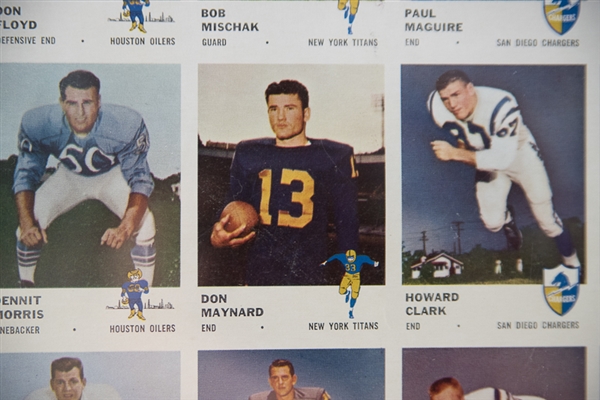 1961 Fleer Football Uncut Card Sheet Of 132 Cards w. 2 Jim Otto