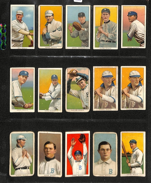Lot of 15 T206 Brooklyn Dodgers w. Nap Rucker Throwing