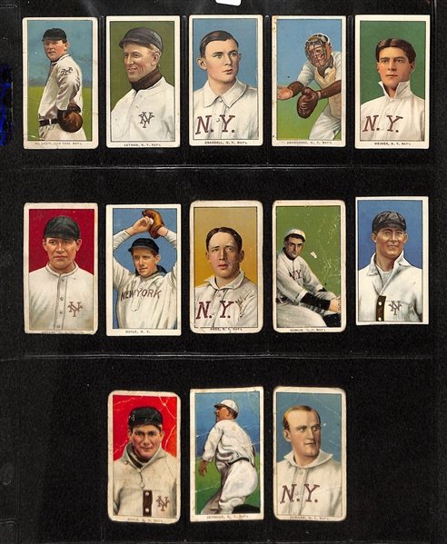 Lot of 13 T206 New York Giants Cards w. John McGraw & Joe Doyle Hands Above Head