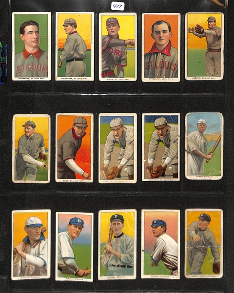 Lot Of 15 T206 Cards - 9 Cardinals w. Bresnahan x2 & 6 Brooklyn