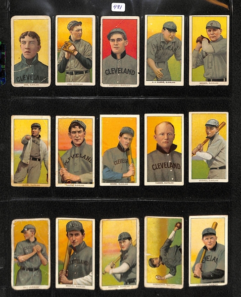Lot Of 15 T206 Cleveland Cards w. Addie Joss x2 & Nap Lajoie x2