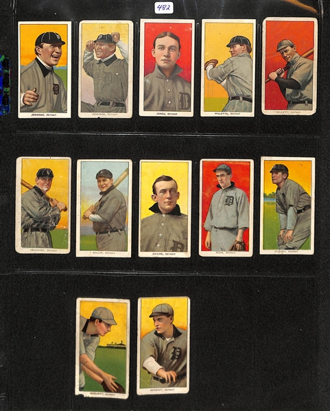 Lot Of 12 T206 Detroit Tigers Cards w. 2 Hughie Jennings