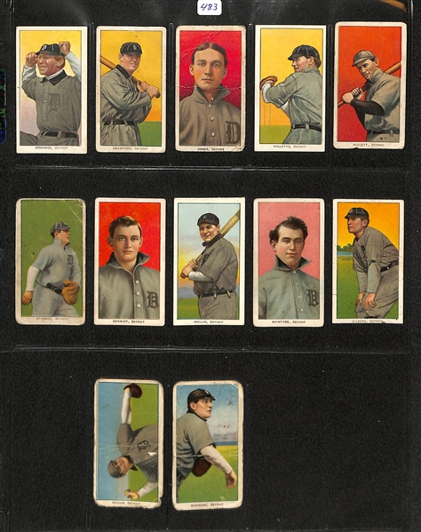 Lot Of 12 T206 Detroit Tigers Cards w. Jennings & Crawford