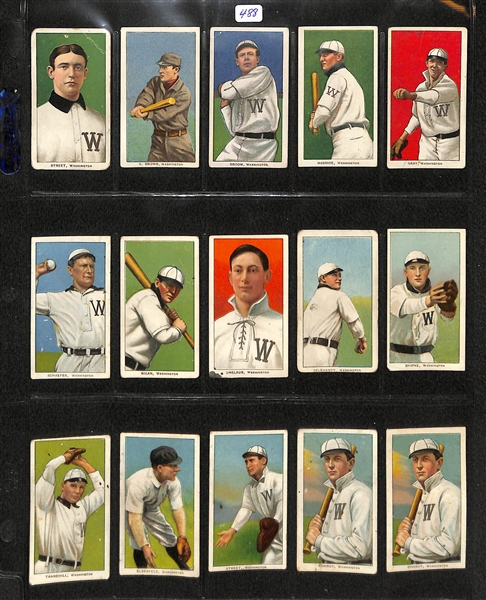 Lot Of 15 T206 Washington Senators Cards w. Gabby Street