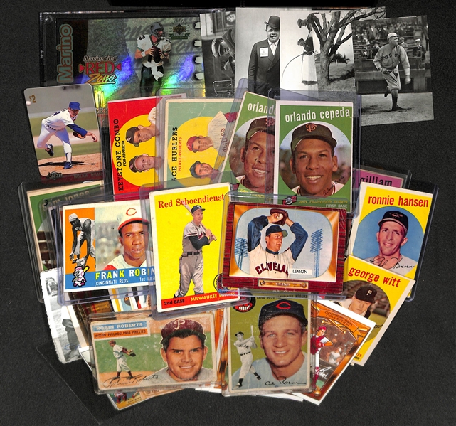 Lot Of 80 1954-2011 Assorted Baseball Cards w. 1960 Frank Robinson, Rosen, Lemon, Robers, Schoendienst, More