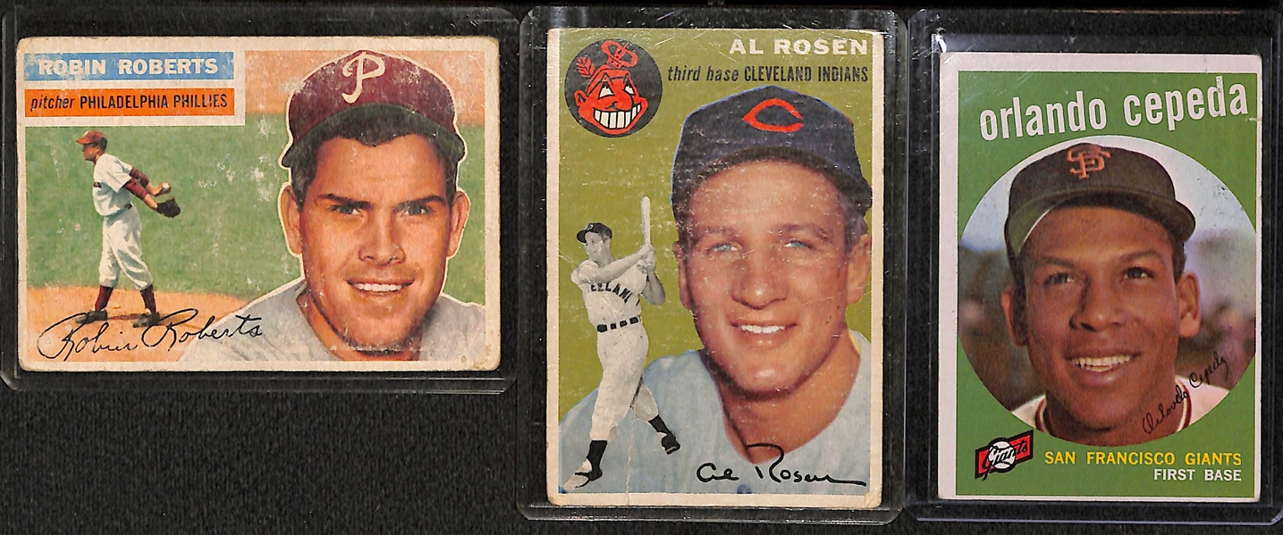 Lot Of 80 1954-2011 Assorted Baseball Cards w. 1960 Frank Robinson, Rosen, Lemon, Robers, Schoendienst, More