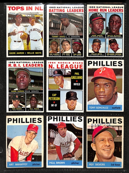 Lot Of 300+ Assorted 1964 Topps Baseball Card w. Koufax, Gibson, McCovey, Spahn, Stargell, AL Bombers w Mantle, More