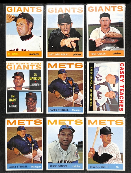 Lot Of 300+ Assorted 1964 Topps Baseball Card w. Koufax, Gibson, McCovey, Spahn, Stargell, AL Bombers w Mantle, More
