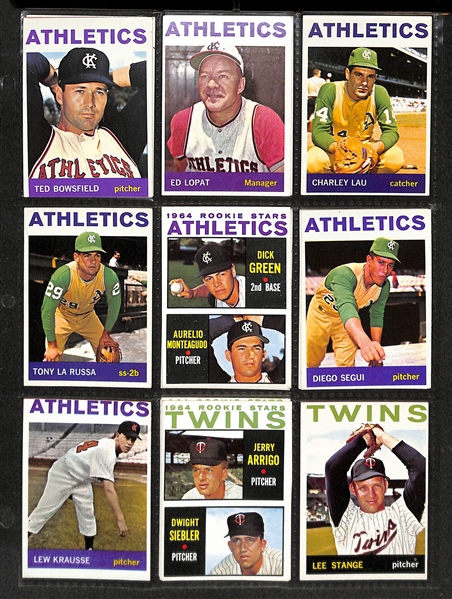 Lot Of 300+ Assorted 1964 Topps Baseball Card w. Koufax, Gibson, McCovey, Spahn, Stargell, AL Bombers w Mantle, More